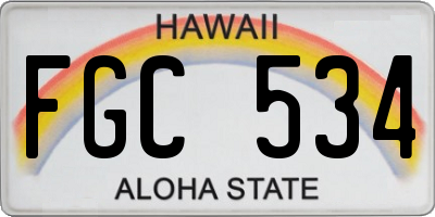 HI license plate FGC534