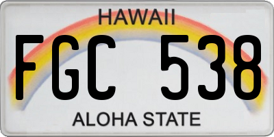 HI license plate FGC538