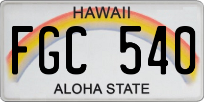HI license plate FGC540
