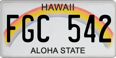 HI license plate FGC542