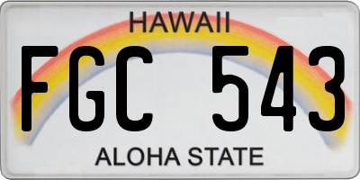 HI license plate FGC543
