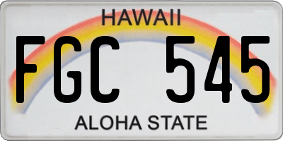 HI license plate FGC545