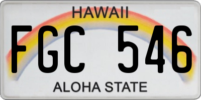 HI license plate FGC546