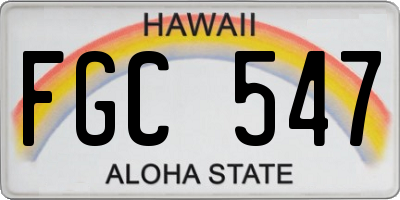 HI license plate FGC547