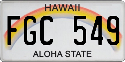 HI license plate FGC549