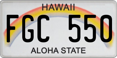 HI license plate FGC550