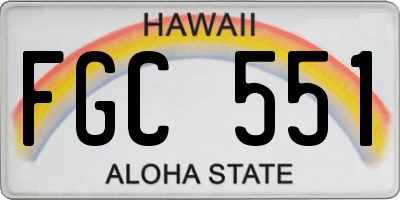 HI license plate FGC551