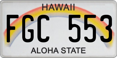 HI license plate FGC553