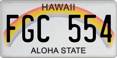HI license plate FGC554