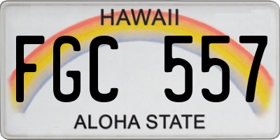 HI license plate FGC557