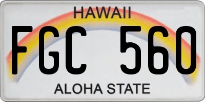 HI license plate FGC560