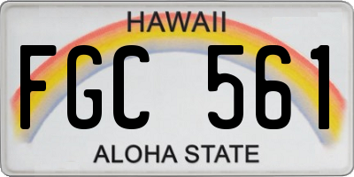 HI license plate FGC561
