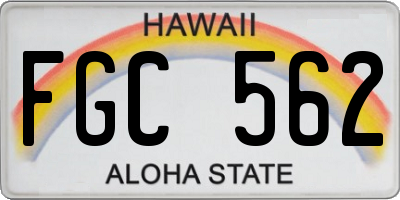 HI license plate FGC562