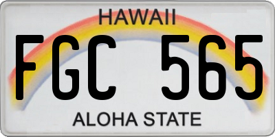 HI license plate FGC565