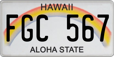 HI license plate FGC567