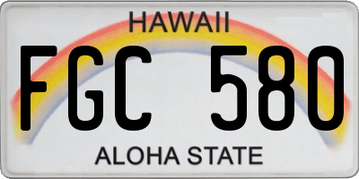 HI license plate FGC580