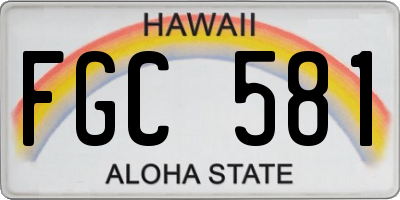 HI license plate FGC581