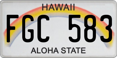 HI license plate FGC583