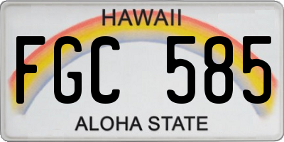 HI license plate FGC585
