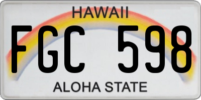 HI license plate FGC598