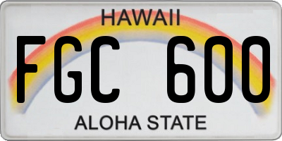 HI license plate FGC600