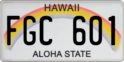 HI license plate FGC601
