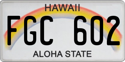 HI license plate FGC602