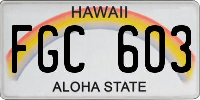 HI license plate FGC603
