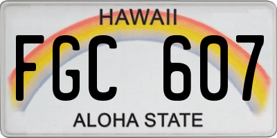 HI license plate FGC607