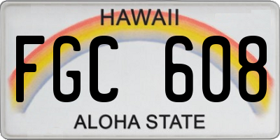 HI license plate FGC608