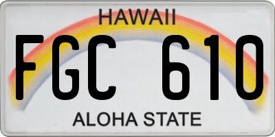 HI license plate FGC610