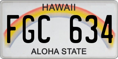 HI license plate FGC634