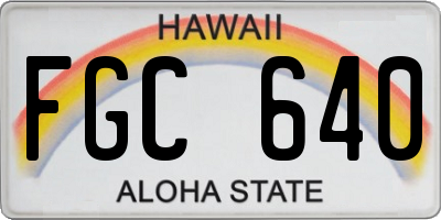HI license plate FGC640