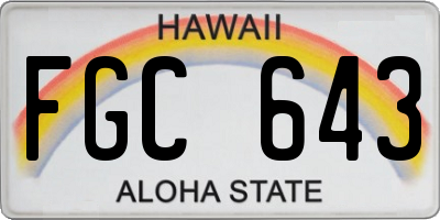 HI license plate FGC643