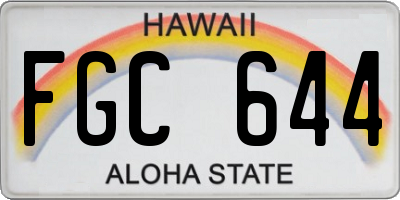 HI license plate FGC644