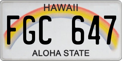 HI license plate FGC647