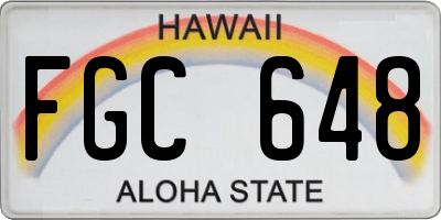 HI license plate FGC648