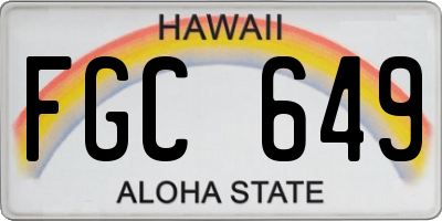 HI license plate FGC649