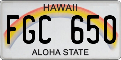 HI license plate FGC650