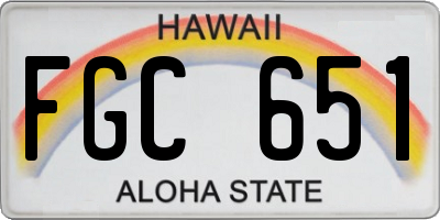 HI license plate FGC651