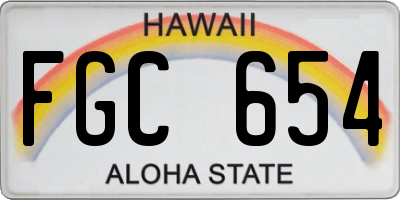 HI license plate FGC654