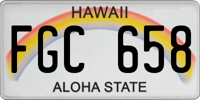 HI license plate FGC658