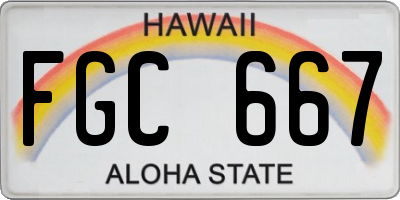 HI license plate FGC667