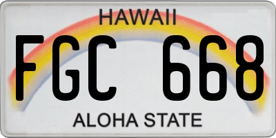 HI license plate FGC668