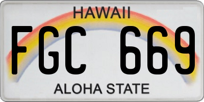 HI license plate FGC669