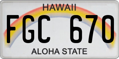 HI license plate FGC670