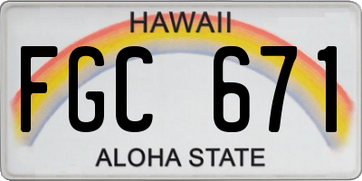 HI license plate FGC671