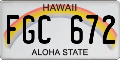HI license plate FGC672