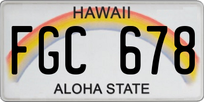 HI license plate FGC678