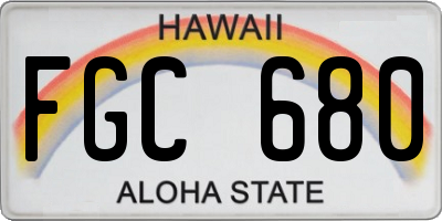 HI license plate FGC680